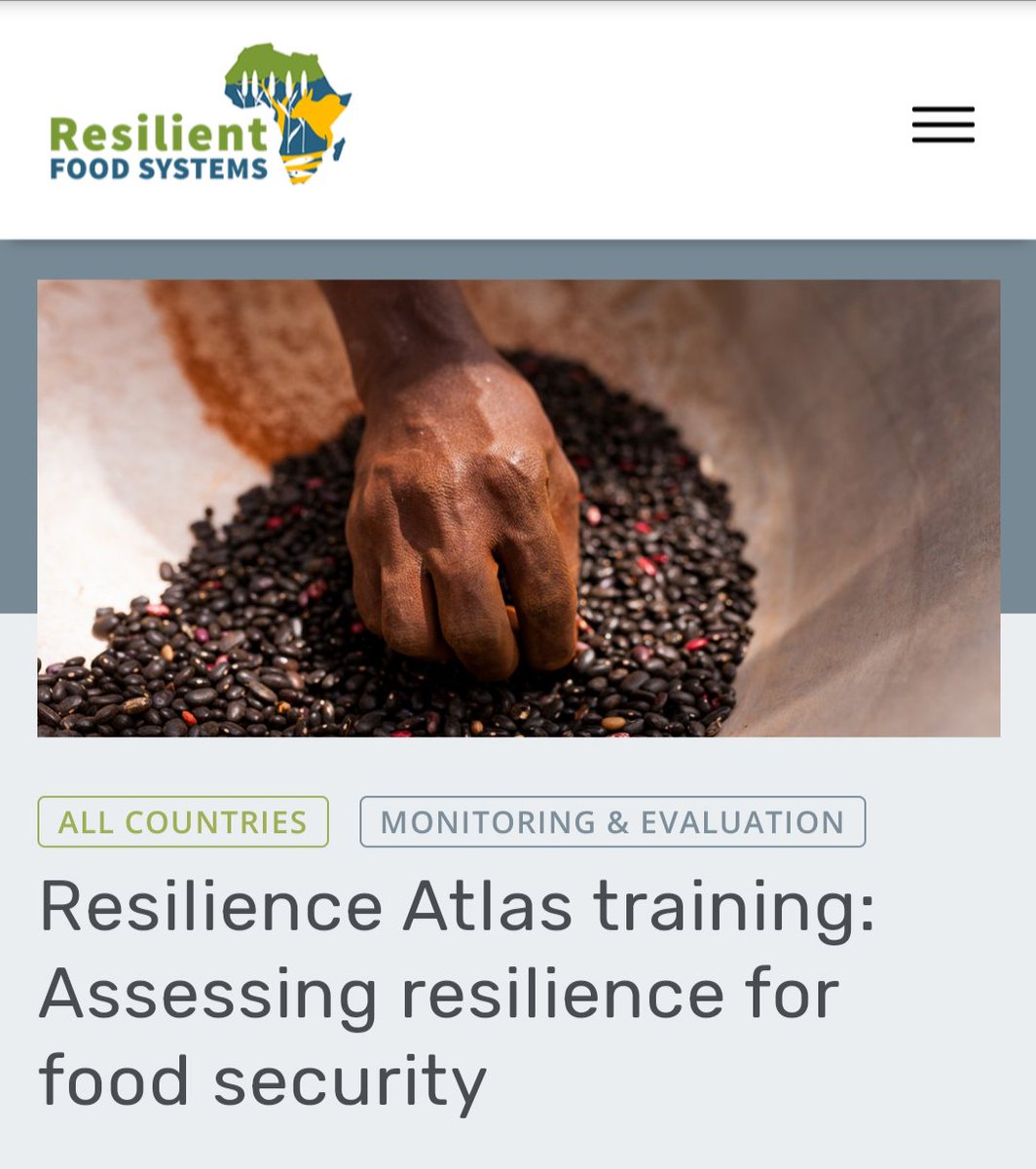 📢 Join our technical experts for a series of virtual sessions on monitoring and assessing resilience of food systems to shocks and stressors using our Resilience Atlas. Details: resilientfoodsystems.co/events/resilie…