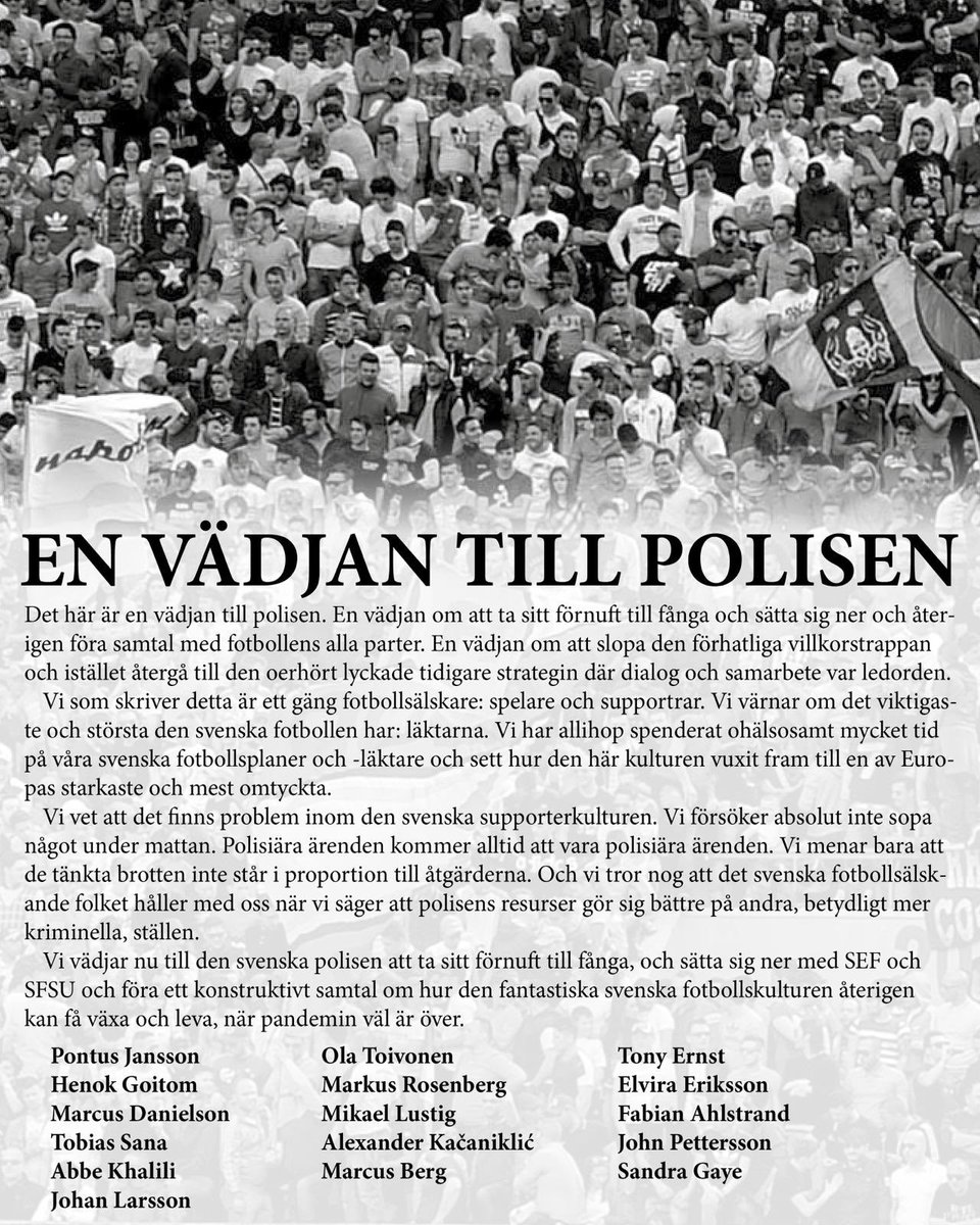 En vädjan till polisen - för svensk fotboll