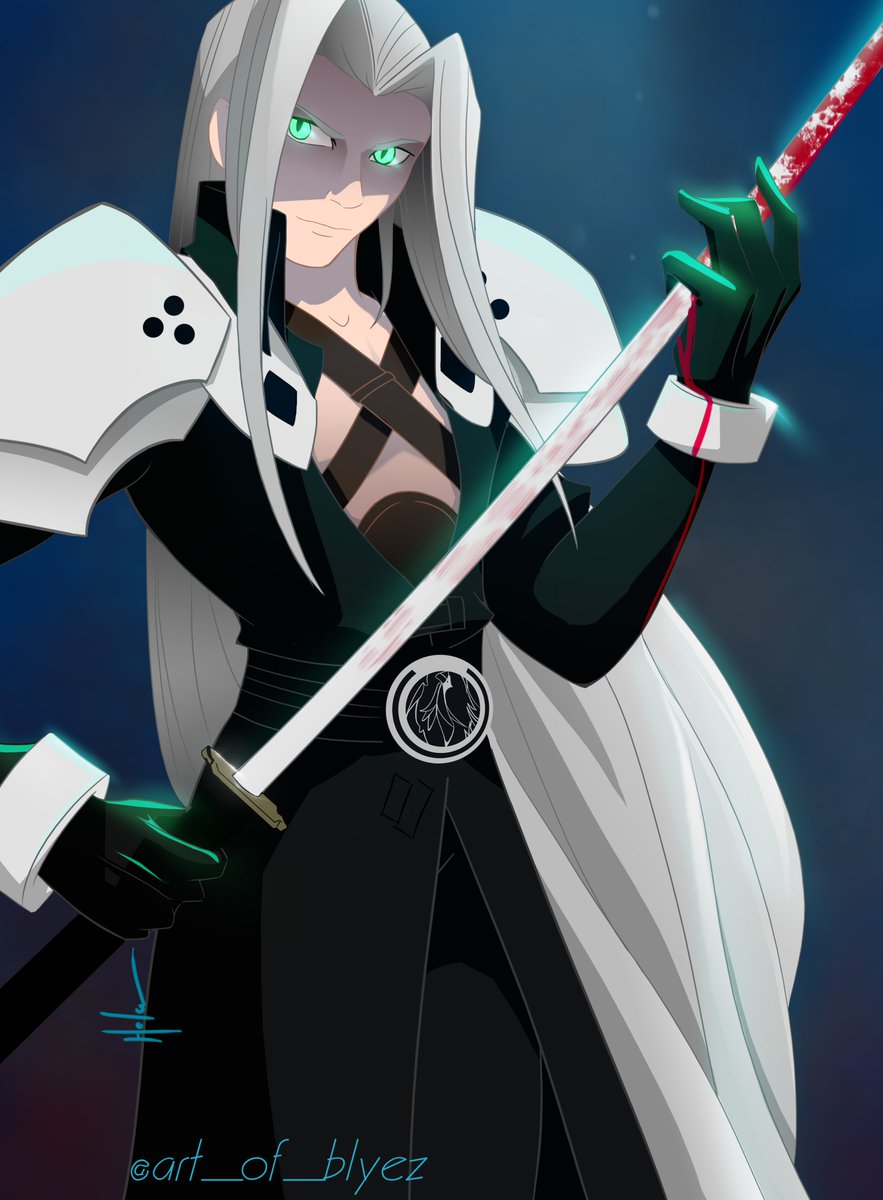 HelenaFGF's tweet photo. SEPHI!  Yay! 
Really liked the shadow crossing his face -.- I promise it totally wasn't an accident. u.u 

#Sephiroth #FinalFantasyXIV https://t.co/bNr5xsPgNG