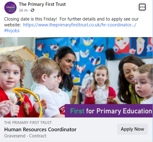 Primary1stTrust's tweet image. We have a vacancy for a HR coordinator.  Closing date is Friday!  For more details and to apply, see:
theprimaryfirsttrust.co.uk/hr-coordinator…
#First4Staff