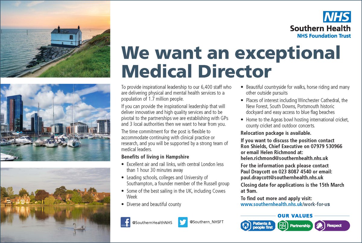 Are you an inspirational leader who could deliver high quality services and be pivotal to our growing relationships?

We are looking for an 𝗲𝘅𝗰𝗲𝗽𝘁𝗶𝗼𝗻𝗮𝗹 𝗠𝗲𝗱𝗶𝗰𝗮𝗹 𝗗𝗶𝗿𝗲𝗰𝘁𝗼𝗿 to join our strong team of medical leaders. 

Closing date 👉15th March at 9am.