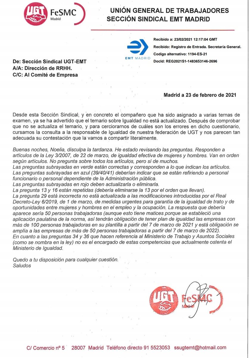 UgtEmtMadrid's tweet photo. 👉El plan de Igualdad de @EMTmadrid está obsoleto y necesita ser actualizado
Para @UgtEmtMadrid avanzar en materia de igualdad y conciliación son dos prioridades absolutas 💜 https://t.co/nT1AwAAwOd