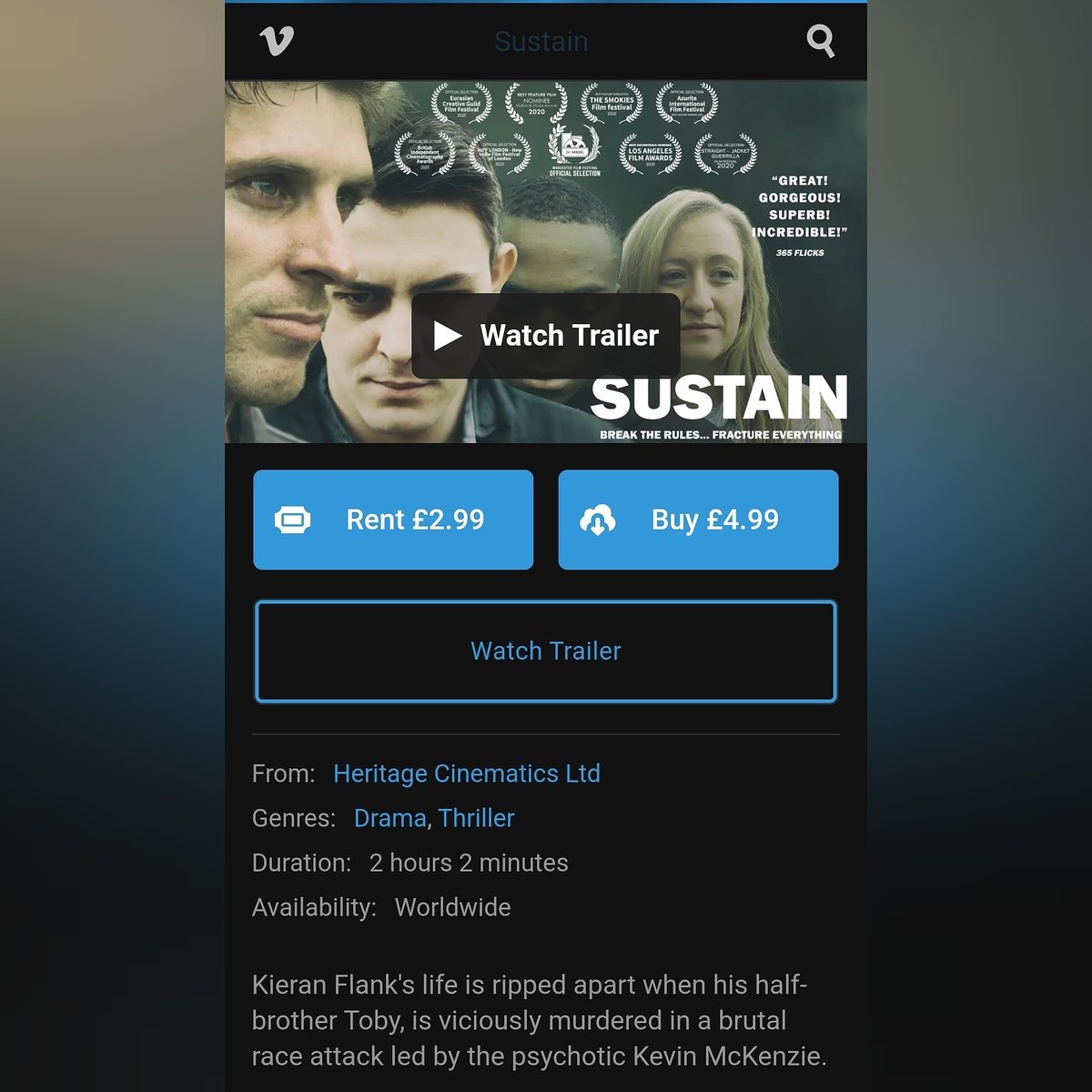 ๐๐ช๐บ Dave ๐ช๐บ๐ (@the_doctor1310) on Twitter photo .<a href="/Sustain_Movie/">SustainMovie</a> is now available
๐ฌ <a href="/AmazonPrime/">Amazon Prime</a> <a href="/primevideouk/">Prime Video UK & IE</a> (UK & US ๐บ๐ธ)
๐ <a href="/Vimeo/">Vimeo</a> (๐ Worldwide)
๐Really hope you enjoy the film. If you do, please leave us a rating <a href="/IMDb/">IMDb</a> ๐๐ฌ#films #movie #filmmaking Thanks to everyone who has supported us as & a fantastic cast/crew! โค .<a href="/Sustain_Movie/">SustainMovie</a> is now available
๐ฌ <a href="/AmazonPrime/">Amazon Prime</a> <a href="/primevideouk/">Prime Video UK & IE</a> (UK & US ๐บ๐ธ)
๐ <a href="/Vimeo/">Vimeo</a> (๐ Worldwide)
๐Really hope you enjoy the film. If you do, please leave us a rating <a href="/IMDb/">IMDb</a> ๐๐ฌ#films #movie #filmmaking Thanks to everyone who has supported us as & a fantastic cast/crew! โค
