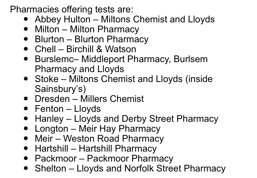 AbiBrown1's tweet photo. 📰 Great news!!

Alongside our 1️⃣5️⃣ #StokeonTrent community rapid result lateral flow testing centres, we also have 2️⃣0️⃣ community pharmacies offering tests too!

📲 Book at https://t.co/IhBG3N3EgN

Suitable for anyone without classic Covid symptoms &amp; aged over 11. https://t.co/jZjXd80LmZ