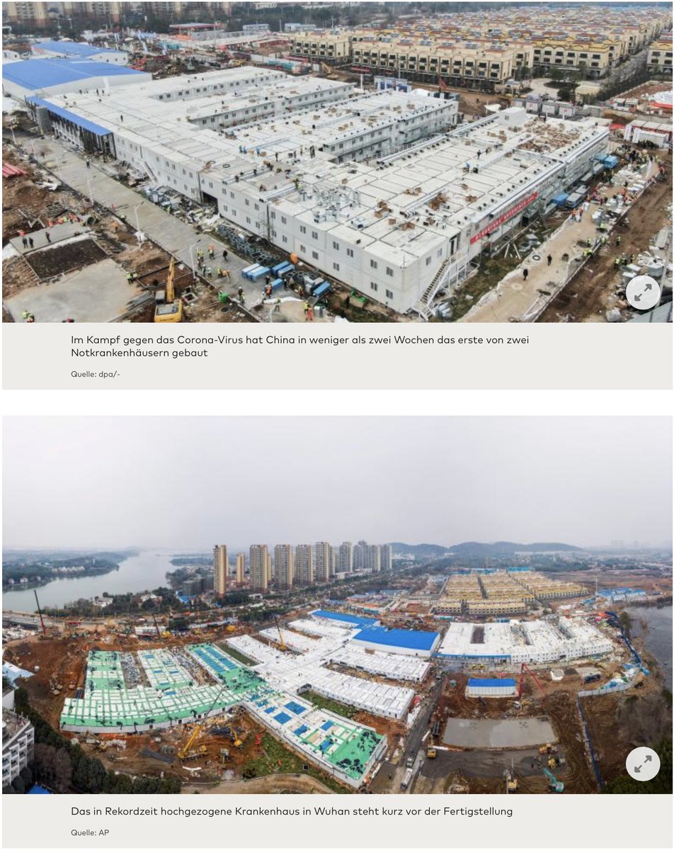 12/ Zeitgleich zur Veröffentlichung, beginnt Wuhan mit dem Bau zweier Notfallkliniken, die in sagenhaften 7 Tagen fertiggestellt sein werden. Die Medien sind begeistert.Allerdings, kaum wahrgenommen, wird die erste einen Monat später wieder geschlossen. https://www.n-tv.de/panorama/Wuhan-schliesst-erste-Notfallklinik-wieder-article21615368.html