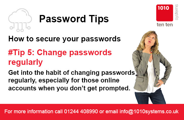 tentensystems's tweet image. Cyber criminals are always on the hunt for passwords so keep them secure. Tip 5: Keep up with current cyber threats. For more great tips go to 1010systems.co.uk/password-secur… #securepasswordtips #becybersmart
