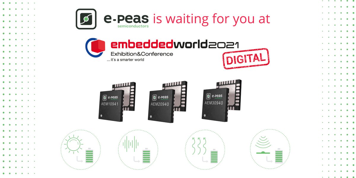 epeas_news's tweet image. e-peas S.A. will be taking part in EMBEDDED WORLD 2021 and is inviting you to a free visit! 🚀

To redeem your voucher, pls follow this link:

e-peas.com/news/get-a-vou…

#embeddedworld2021 #epeas #energyharvesting #batterylife #greenenergy #iot #iotbattery #iotdevices