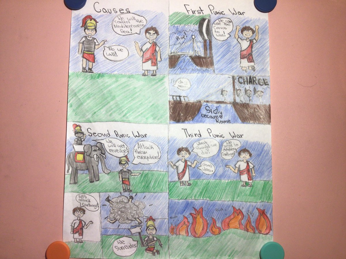 NewCenturyMS's tweet image. Our Connect Academy 6th grade students use a variety of ways to demonstrate their knowledge.  Here they used pencil and paper to identify the 5 W&apos;s of the Punic Wars and illustrate the causes and effects. #modesoflearning #virtualcreativity