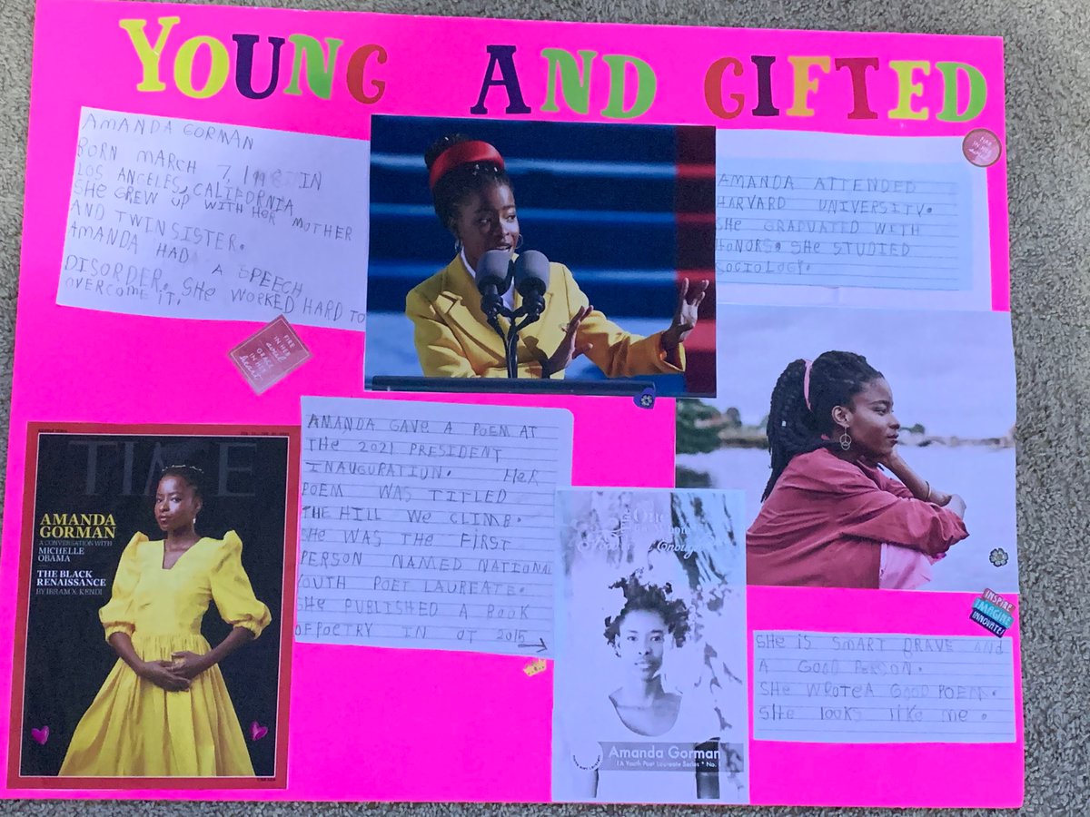 nakiaprichards1's tweet photo. Young and Gifted: Amanda Gorman #blackhistoryproject @FeldwoodES @klscol https://t.co/JRGH7FtBSc