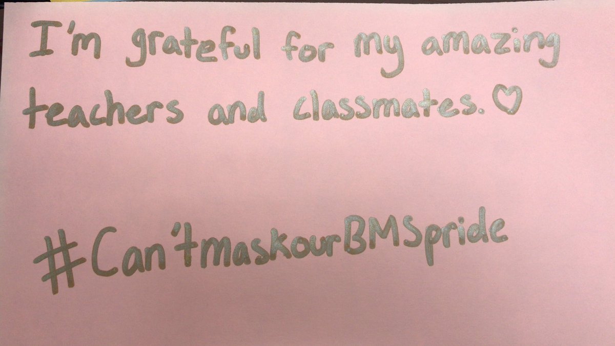 Nyah says: I am grateful for my amazing teachers and classmates at BMS! #cantmaskourBMSpride #kindnessweek @WatsonBryan7 @MrsBolesBMS @taranovichj1 @LearnWithMFern_ @tierneybethel @BethelCTSuper