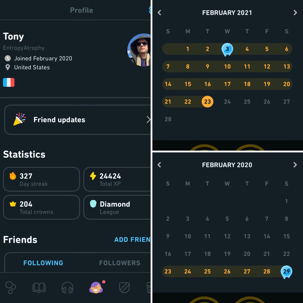 EntropyAtrophy's tweet image. I’ve been studying French for a whole year on @duolingo #JoyeuxAnniversaire