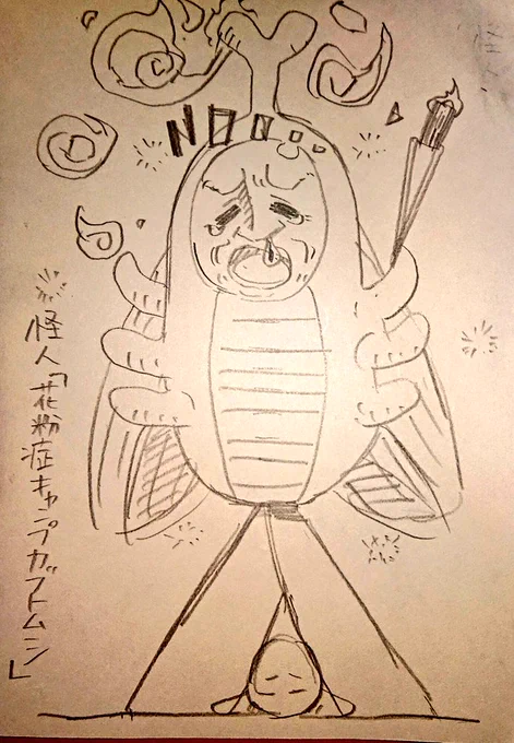 #ss_manga_diary 怪人、花粉症キャンプカブトムシ 