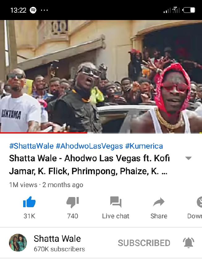 .@shattawalegh’s “Ahodwo Las Vegas” ft @Amerado_Burner @PhrimpongSongs @Kwekuflick @KofiJamar @Kingpaluta and @PhaizeGh (Official Video) has now recorded 1M streams on YouTube...becoming his second song after '#1DON' to reach the million mark in 2021 👏👏💥💥💥