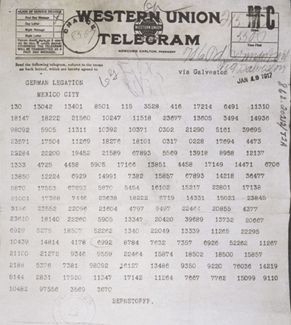 NCSCStreet's tweet photo. #OTD 1917, British officials provided the U.S. with the Zimmermann telegram, a secret cable they had intercepted in which Germany's Foreign Minister proposed offering Mexico several U.S. states if Mexico allied with Germany in WWI. The telegram helped propel the U.S. to join WWI. https://t.co/dVqJ3HY15r