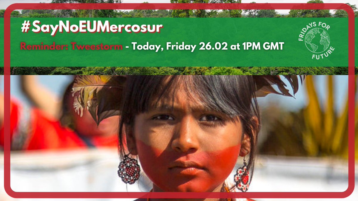 Join us!

Tweetstorm today at 1 PM GMT
#NoEUMercosur

➡️ example tweets &amp; who to tag: 
fffutu.re/0l4Ru8
!!!!Especially heads of government &amp; economy ministers &amp; members of the EU - Commission!!!!

➡️ toolkit with sharepics: 
fffutu.re/nKiyLW