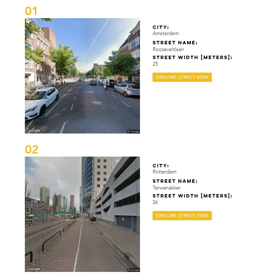 Me encanta el proyecto de <a href="/thewaytogoapp/">TheWayToGo</a>: introduces los parámetros de tu calle deseada y te busca calles holandesas con esas características. thewaytogo.app
Y recordad la clave del diseño urbano holandés...¡querer hacerlo!