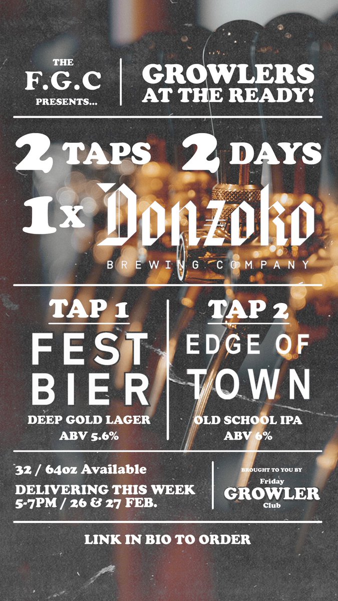 ClothStore81's tweet image. Growlers at the ready!
2 TAPS / 2 DAYS / 1 DONZOKO 
Brought to you by the F.G.C 
#haworth #growlerrefill #donzoko