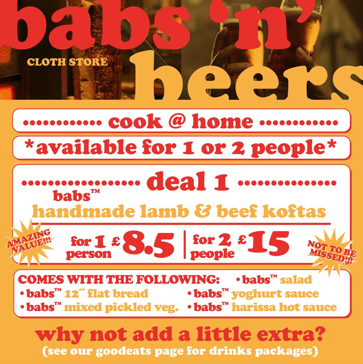 ClothStore81's tweet image. CS.81 / BABS ’N’ BEERS Cook @ Home Friday.
GO GET YOURS! Order via link in bio. 
Beer bundles to accompany your BABS ’N’ BEERS night in. Everything you need for your authentic Friday Flavas! 
Pre-order before Thursday by 11am (25.02.21) for delivery on Friday (26.02.21)