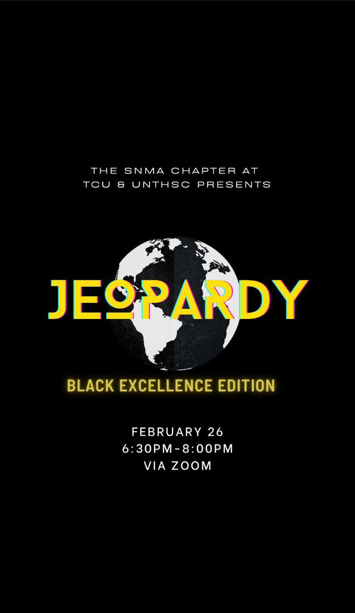 snma_fwmd's tweet photo. Happy Wednesday, we’re TWO days away from our next HOMECOMING EVENT: Jeopardy-Black Excellence Edition. 
(follow + retweet flyer &amp; tag us = raffle entry!)
#MedTwitter #Medine #BHM #snma #nma #medstudent #amboss #BlackHistoryMonth #BoardsandBeyond https://t.co/h0dvDHVkGf