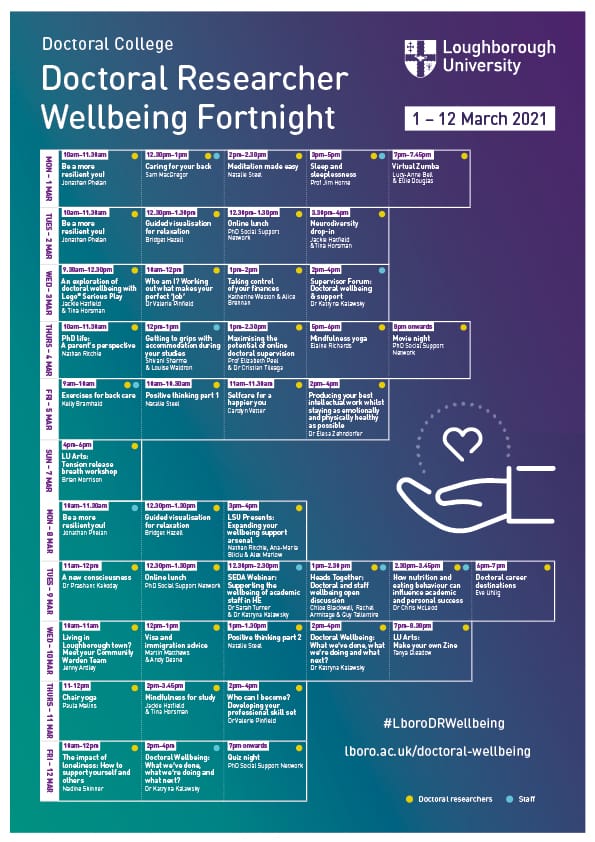 ElesaZehndorfer's tweet photo. Honoured to be a speaker at the Loughborough University Doctoral Researcher Wellbeing Fortnight! 1st-21st March, 2021. #lufbra #loughborough #lboro #wellness #PhD https://t.co/1neY9zz1sF