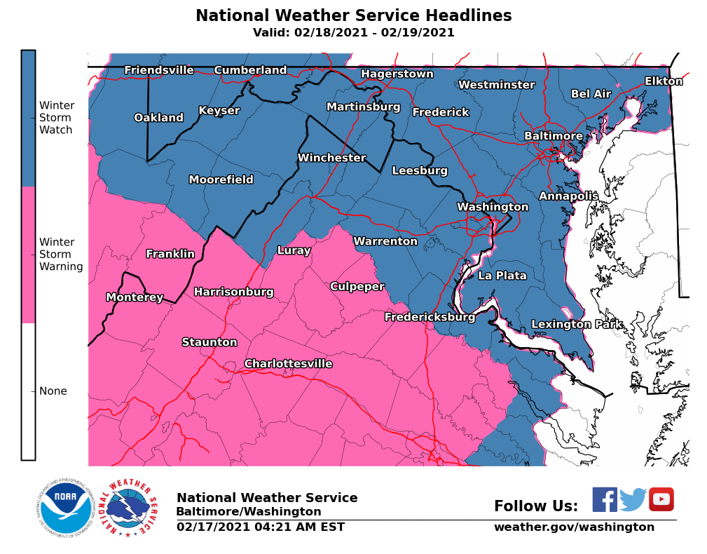 NWS_BaltWash's tweet photo. High pressure will keep the weather quiet today, but low pressure will bring a winter storm for Thursday. Keep up-to-date on our latest forecast at https://t.co/ZOlvERZ7E7 https://t.co/1zU7x2JfmR