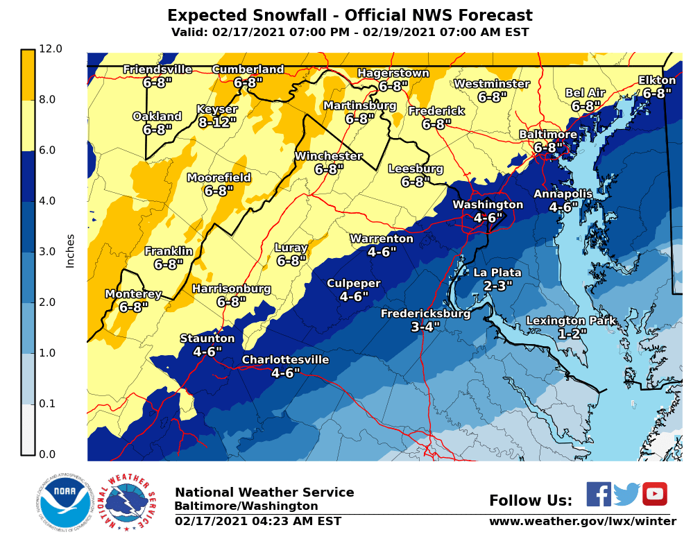 NWS_BaltWash's tweet photo. High pressure will keep the weather quiet today, but low pressure will bring a winter storm for Thursday. Keep up-to-date on our latest forecast at https://t.co/ZOlvERZ7E7 https://t.co/1zU7x2JfmR