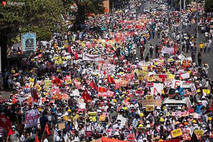 Respect our votes. Release our leaders. We want our government back. We don't want Military leadership at all. Not even for a second. #HearTheVoiceOfMyanmar 
#SaveMyanmarDemocracy
#Reject military coup
#Free Daw Aung San Suu Kyi and President U Win Myint
Image crd -The Irrawaddy