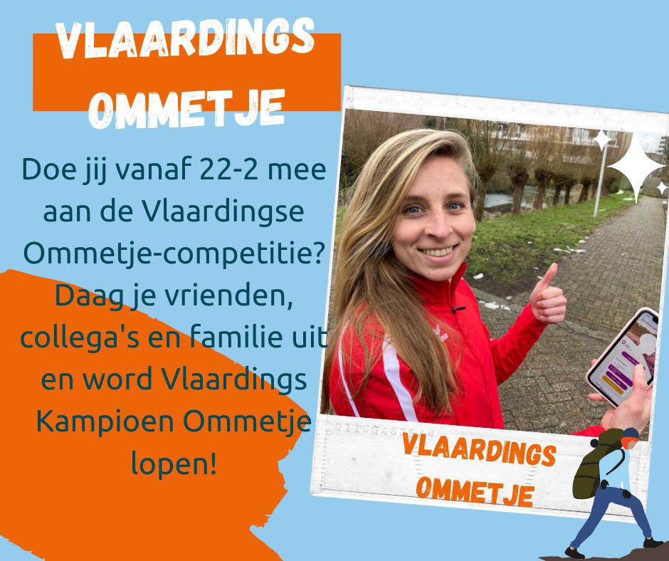 Daag je collega's, familie en vrienden nu uit om de meeste #ommetjes te lopen! 
<a href="/StichtingVIB/">Vlaardingen in Beweging</a> en <a href="/JoggVlaardingen/">JOGG-Vlaardingen</a> organiseren de Vlaardingse Ommetje-competitie!houd onze socials in de gaten voor deelname.
#ommetje #challenge #uitdagen #wandelen #vlaardingen