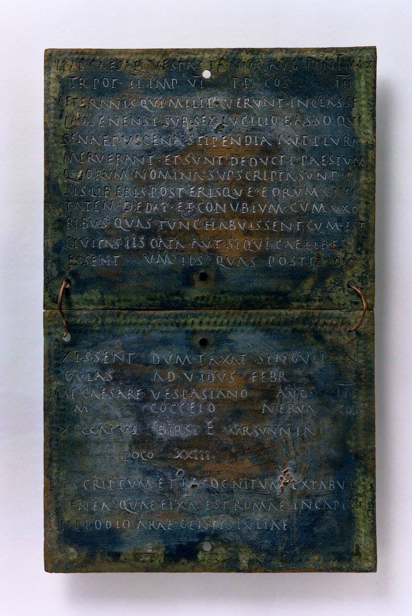 3) This incredibly preserved diploma was found during dredging of the River Sava near Slavonski Brod, Croatia in 1997. It had been issued to a veteran of the Roman navy based at Misenum (classis Misenensis) during the reign of the Emperor Vespasian in 71 AD.