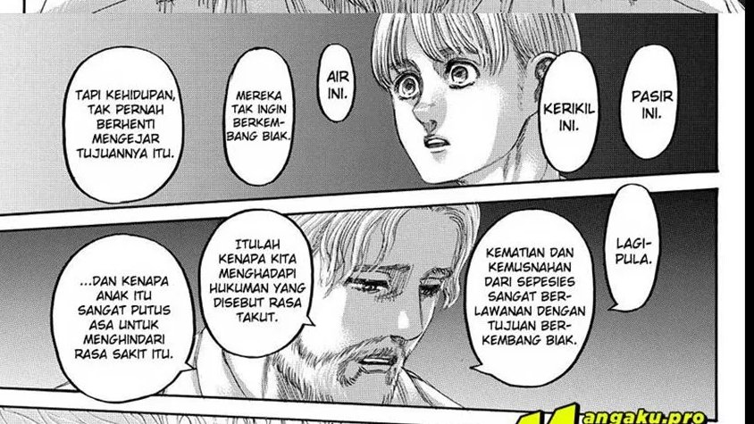 Sempet kepikiran teori gila, kalau sebenernya Eren itu adalah perwujudan dari si 'LIFE' ini. Seperti yg udah Zeke ceritakan kalau makhluk 'LIFE' ini memiliki insting utk bertahan hidup dan berkembang biak. Ia pun disebut tdk pernah berhenti mengejar tujuannya, sama seperti Eren.