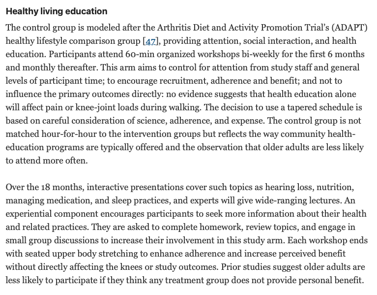 4/8: Been looking forward to this trial for years. Their choice of ”attention control” is highly interesting. If we look at original protocol ( https://bit.ly/3arr8n1&nbsp;) we see that ”attention control” is in fact really well conducted patient education to support self-management