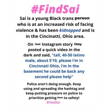 pixyskz's tweet image. tw transphobia , kidnapping

hi tl! pls do not ignore this, keep spreading info and her photos #findsai
