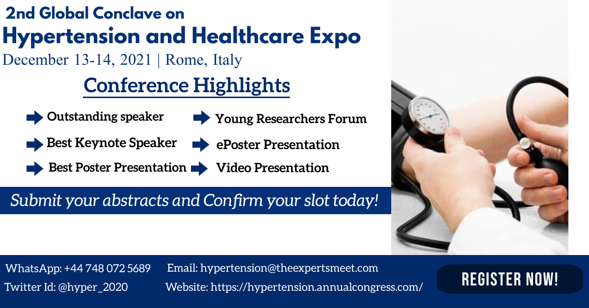 hyper_2020's tweet image. W:qrgo.page.link/EzMbH
Be a part of physical congress &amp;amp; Explore new trends to cure hypertension Euro hypertension-2021 meet.
Book your slot today!
Reach us: C: +44 203 933 4287
E: hypertension@theexpertsmeet.com
#cardiology #psychology #healthcare #healthy #Neurology