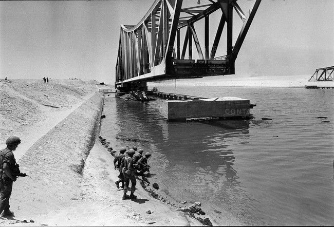 During the  #SixDayWar between Egypt  and Israel , the canal was shut down and blocked on either side by mines and scuttled ships. 15 international shipping vessels  would remain stranded in the waterway for eight years. (7/14)