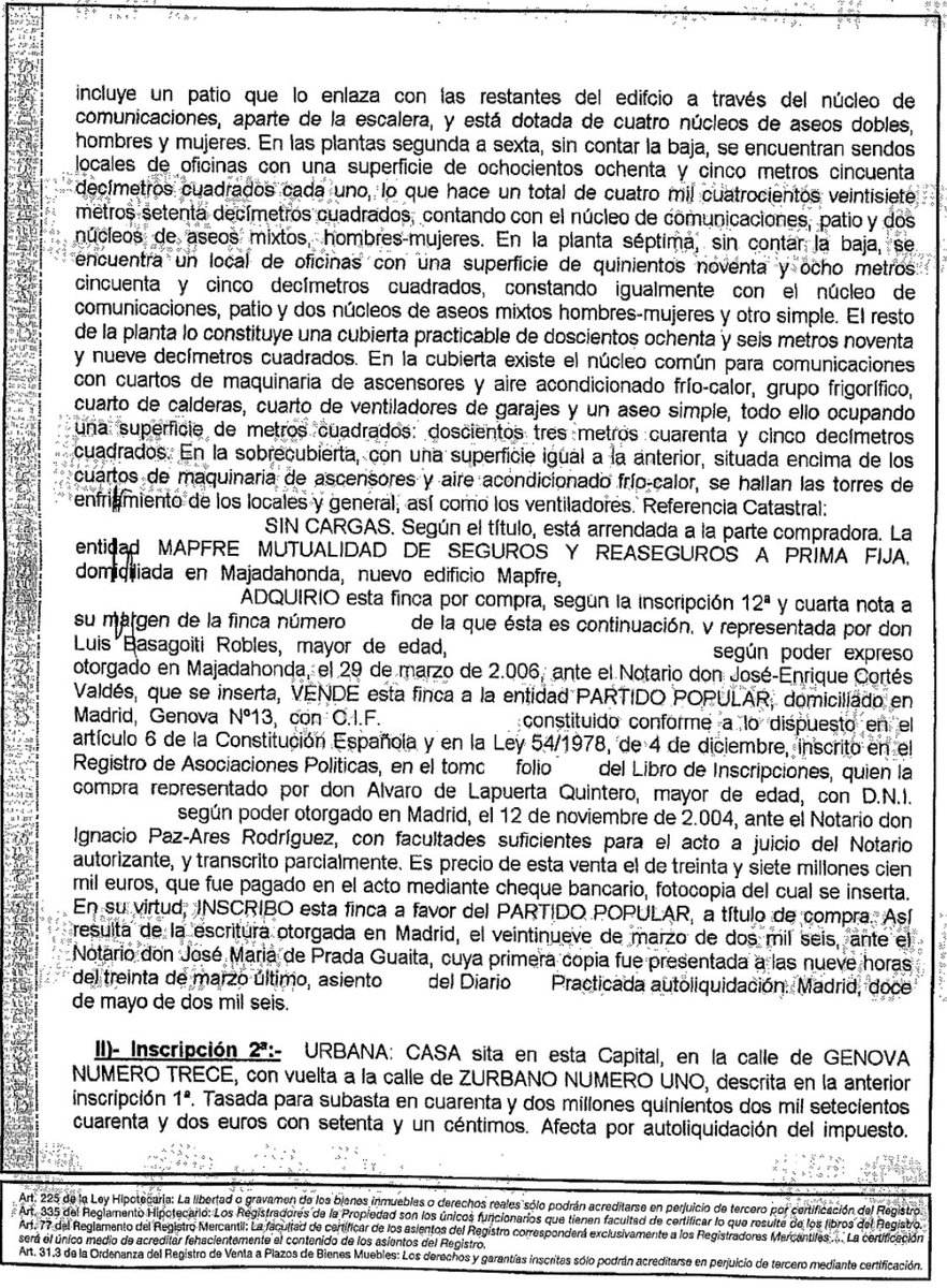 Ruiz_Noticias's tweet photo. QUÉ HAY, EN REALIDAD, DETRÁS DE LA MUDANZA DE GÉNOVA 13. El PP es incapaz de cargar con una hipoteca de 37 millones de los que todavía adeuda 10,4mills€
El PP se ahoga:
–Hipotecas Total: 22,9mills€
–Deuda total: 37,7mills€
–Ingresos perdidos: 11,9 mills€
Hipoteca y registro👇 https://t.co/hqjXxYcLph