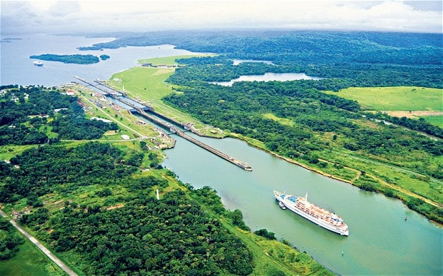 After the successful completion of the Suez Canal, de Lesseps later turned his attention toward cutting a canal across the Isthmus of Panama  in Central America . (11/14)