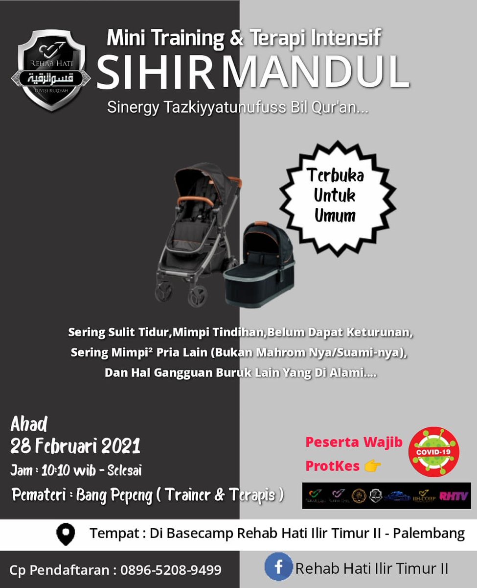 REHABHATI_IT2's tweet photo. Bismillahirohmanirrohim,

Training tazkiyyatun nafs dan terapi Al-Quran Rehab Hati "sihir mandul" terbuka untuk umum.
Ahad, 28 Februari 2021
dengan pemateri Bang pepeng
bersama tim rehab hati banyuasin &amp; rehab hati IT2 Palembang.
lokasi di rumah tahfizh RT IT2.

Barakallahufik.. https://t.co/i8Q3euLU8T