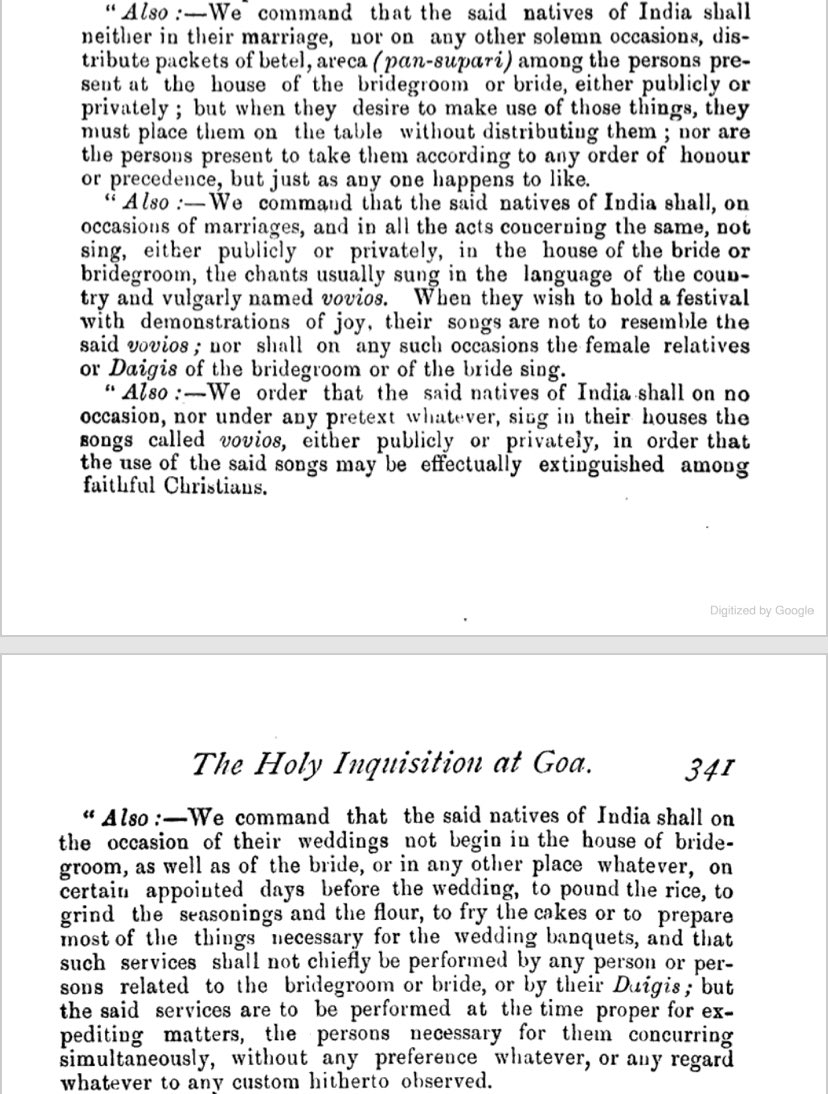 Other restrictions placed upon natives including “can’t distribute pan-supari”, “can’t sing or dance, publicly or privately”, “cannot pound flour to fry cakes for wedding banquets”