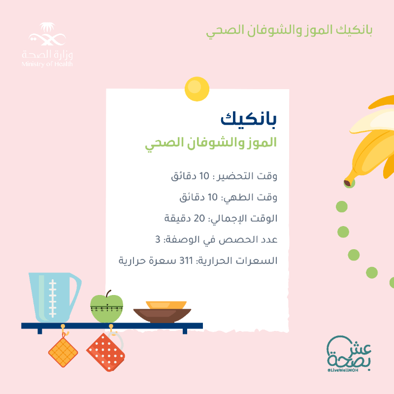 LiveWellMOH's tweet photo. احتفل باليوم العالمي للبانكيك بصحة🥞
شاركونا ابداعاتكم في تطبيق الوصفة🤩👇🏼

#عش_بصحة