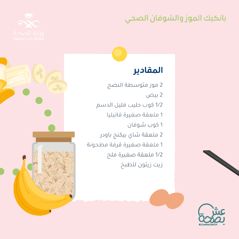 LiveWellMOH's tweet photo. احتفل باليوم العالمي للبانكيك بصحة🥞
شاركونا ابداعاتكم في تطبيق الوصفة🤩👇🏼

#عش_بصحة