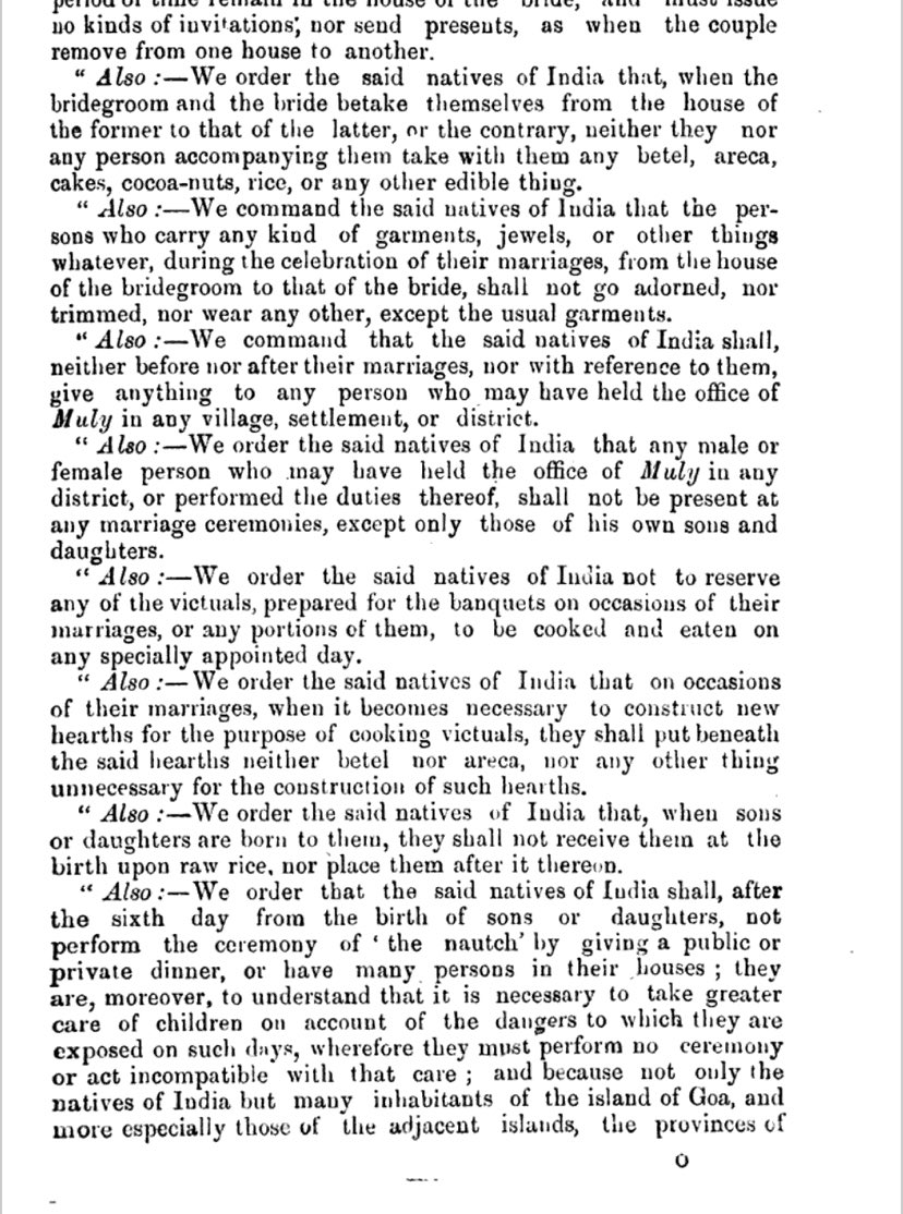 “wives shall not wash their bodies till after two months from their delivery” “shall on no occasion invite poor people to their houses and give them dinners for the good of the souls of the deceased” - in other words, church-ordained untouchability