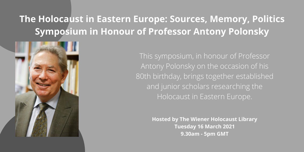 The Wiener Holocaust Library (@wienerlibrary) on Twitter photo On 16 March the Library, <a href="/uclhjs/">UCL Hebrew & Jewish Studies</a> & <a href="/IPJSPOLIN/">I.P.J.S. POLIN</a> will be hosting a virtual symposium, in honour of Prof Antony Polonsky, bringing together established and junior scholars researching the Holocaust in Eastern Europe.
Visit our website for full program details bit.ly/3aayjzN On 16 March the Library, <a href="/uclhjs/">UCL Hebrew & Jewish Studies</a> & <a href="/IPJSPOLIN/">I.P.J.S. POLIN</a> will be hosting a virtual symposium, in honour of Prof Antony Polonsky, bringing together established and junior scholars researching the Holocaust in Eastern Europe.
Visit our website for full program details bit.ly/3aayjzN