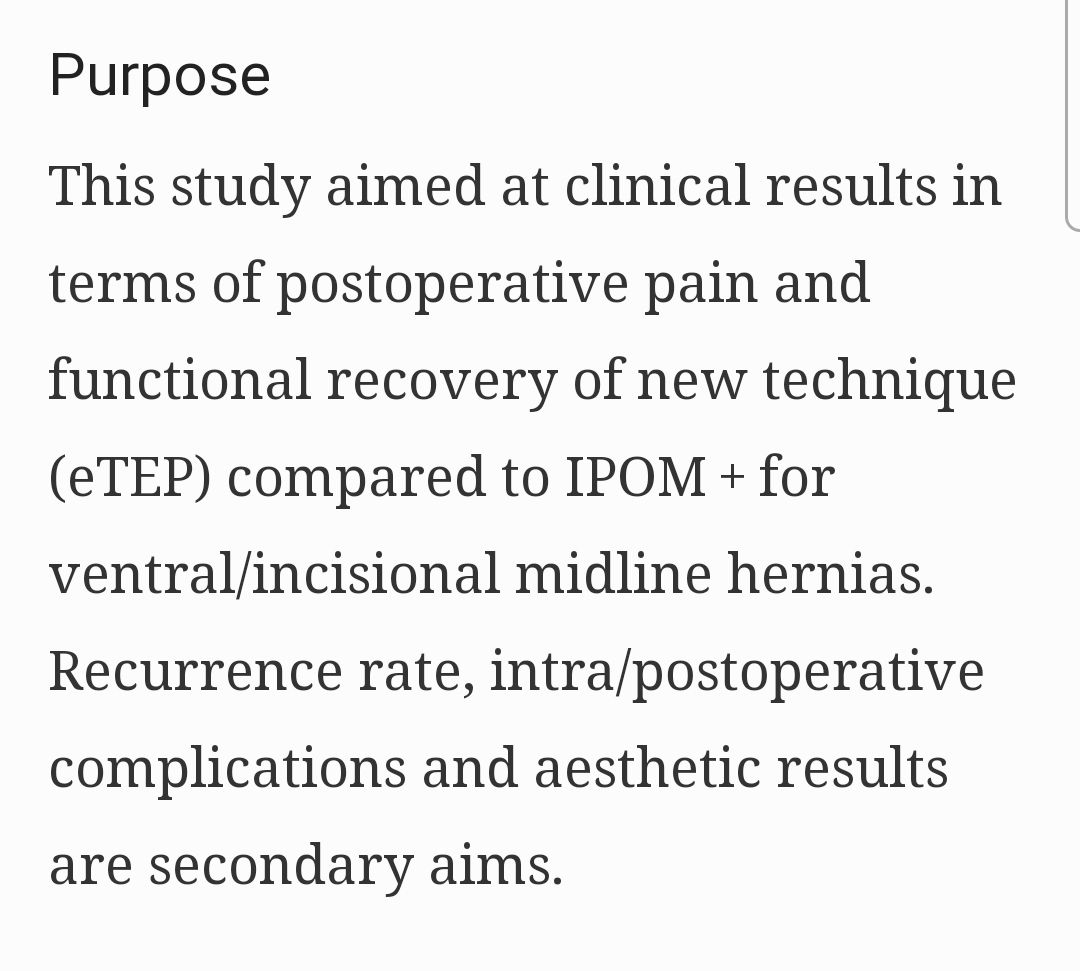 eurohernias's tweet photo. https://t.co/Mq8UjBsVC5 #eTEP) vs conventional laparoscopic #VHR or #IncisionalHernia repair with defect closure (#IPOMplus) for midline hernias. A case-control study.

#RivesStoppa #HerniaSurgery #SoMe4Surgery https://t.co/61tBDx6Wd2
