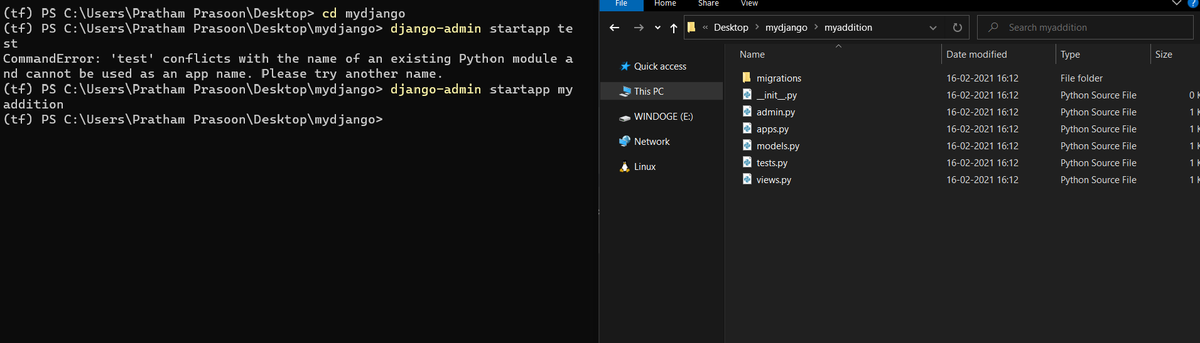 You can create "apps" within your main project.An "app" is basically a component of the larger project.