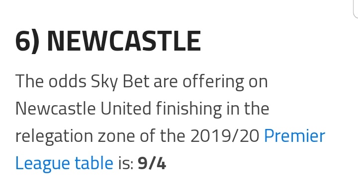 Now credit is given when due. With the disappointment of Rafa Benitez leaving ,and the club once again letting the fans down-We appointed Steve Bruce and was instantly one of the favourites to go down in the 2019-2020 season but kept us comfortably in the prem finishing 13th.(4)