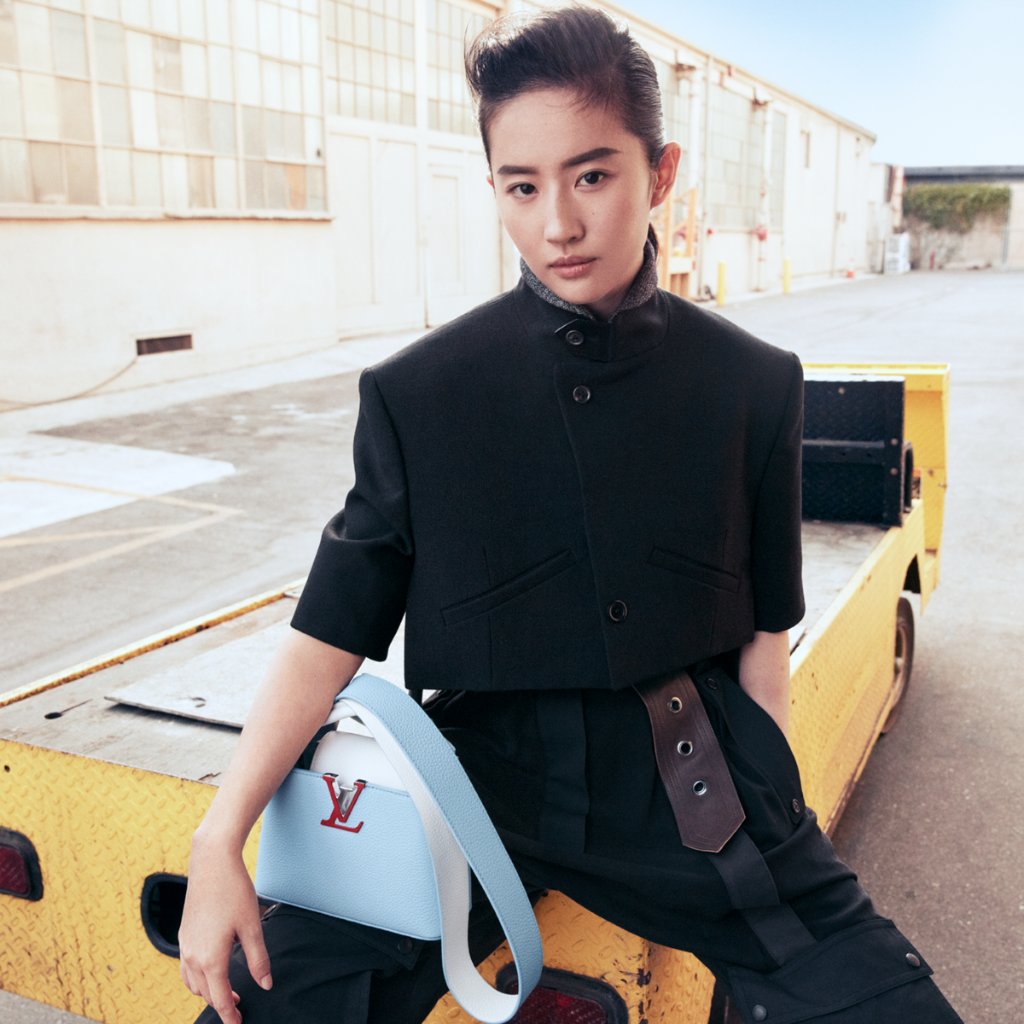 Louis Vuitton on X: As red as a rose. The brand ambassador #LiuYifei poses  with this season's blue and white Capucines Mini adorned with striking LV  Signature initials. Explore the #LouisVuitton campaign