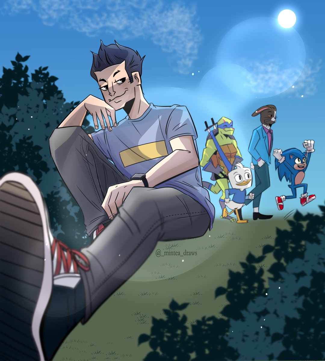 _minthe_draws's tweet photo. Drew @rejectedjokes and some of my fave blue characters of his💙

#BenSchwartz
#rottmnt
#BojackHorseman
#SonicTheHedgehog
#Ducktales
(sorry for reuploading🥺) https://t.co/pRzJKNz6S3