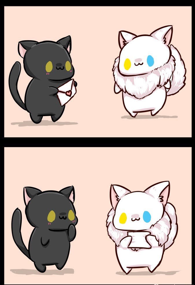 ハートフルなネコさんの漫画です
白ネコさんと黒ネコさん① 