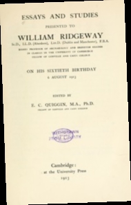 {Read/Download} Essays and studies presented to William Ridgeway on hi ...
