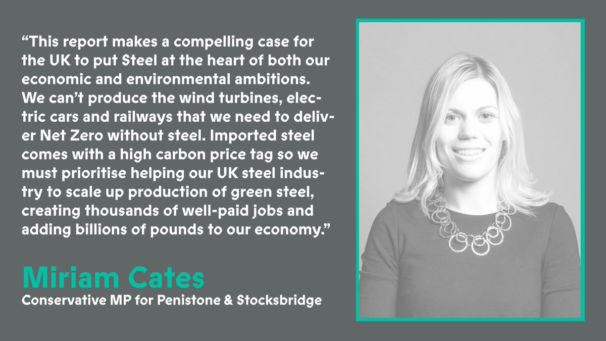 Momentum for action is growing. Our report is backed by a broad coalition, from Miriam Cates MP, Conservative MP for Penistone & Stockbridge, to  @Ed_Miliband to  @UKSteel__ to  @CommunityUnion and  @GreenNewDealUK